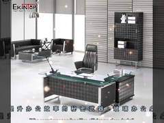 Σύγχρονο γραφείο γυαλιού με τα πόδια χάλυβα για το προαιρετικό χρώμα κτιρίου γραφείων