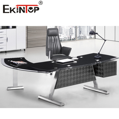 Λεία άσπρη μαύρη σύγχρονη CEO γυαλιού επίπλωση γραφείων γραφείων εκτελεστική