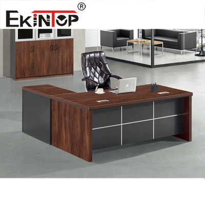 MDF Ξύλινο Executive Μεγάλο γραφείο γραφείου σε σχήμα L PVC άκρες Χρώμα μαόνι