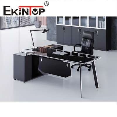 Μοντέρνο Γραφείο Tempered Glass Τραπέζι Μεγάλο Ορθογώνιο Γυάλινο Γραφείο SGS