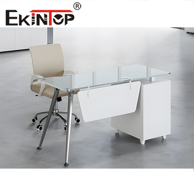Λευκό προσαρμοσμένο σκληρό γυαλί Γραφείο Χαρακτηρισμένο γυαλί Γραφείο υπολογιστή