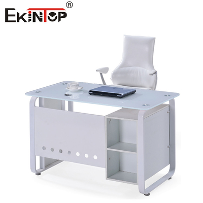 Λευκό μπλε γυαλί γραφείο Τραπέζι με συρτάρι Εκτελεστικό γραφείο στο σπίτι