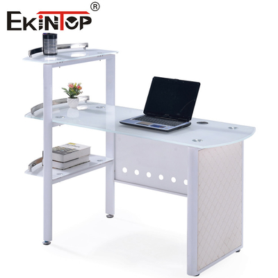 Μπλε λευκό γυαλί γραφείο τραπέζι με 8mm επιφάνεια εργασίας προσαρμοσμένη