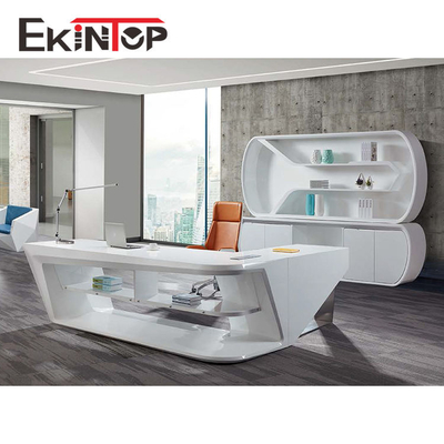 Σύγχρονο MDF γραφείων γυαλιού Εργασίες γραφείου εκτελεστικό στιλπνό SGS επιφάνειας επικυρωμένο